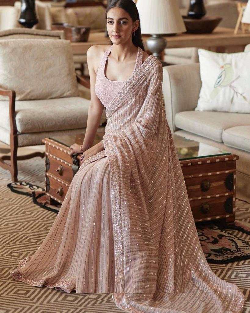 LG 1334 Light Pink Saree : Georgette Blouse : Phantom Silk Work : Sequence Embroidered Work On All Over The Saree Party, Wedding, @1749/- Only | Sarees, Bollywood Sarees, Creative Sarees, Designer Sarees, Embroidered Sarees, Ethnic Saree, Party Wear Sarees