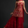 NSR 1301 Red Top : Georgette Work : Heavy Embroidery With Real Mirror Work Sharara : Georgette Wedding, Party, Festive, Events @1849/- | Salwar suit, Casual Suits, Creative suits, Designer Suits, Palazzo Suits, Party Wear Suits, Straight Suits