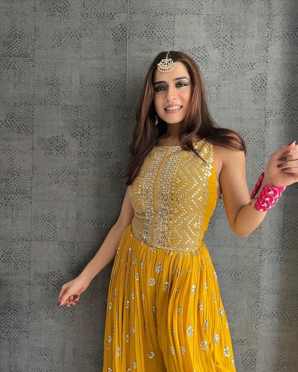 NSR 555 Yellow Jumpsuit : Heavy Faux Georgette Work : Heavy Embroidery With Sequin Work Flair : Each Leg 1.5 M Casual, Party @1699/- | Jump Suits, Salwar suit, Casual Suits, Creative suits, Designer Suits, Palazzo Suits, Party Wear Suits, Straight Suits