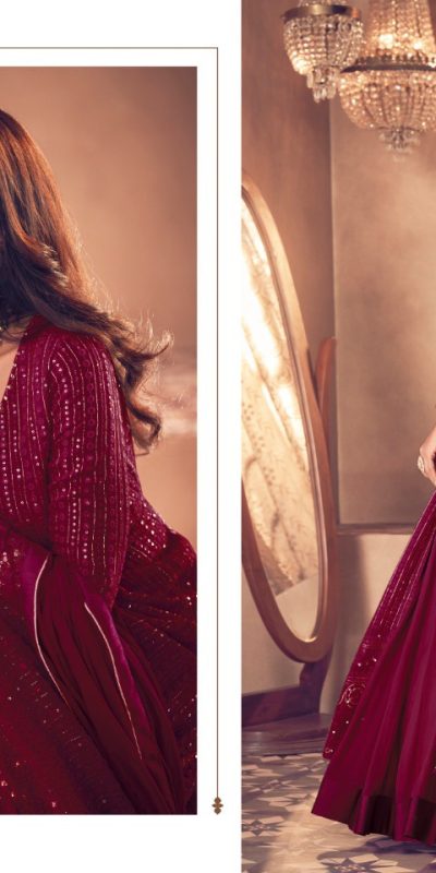 Glamorous Red Color Heavy Georgette with Santoon And Embroidery Designer Work Suit