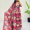 Pink Heavy Chinon Printed Gown with Dupatta