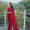 Red Georgette Multi Sequin Embroidered Saree