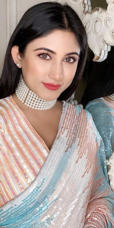 Stylish White Color Soft georgette shaded sequence work Saree