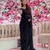 Special Black Color Georgette Embroidery Sequence Work Saree