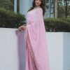 Baby Pink Georgette Embroidery Sequence Saree