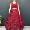 Grand Red Color Georgette Embroidery Lehenga Choli