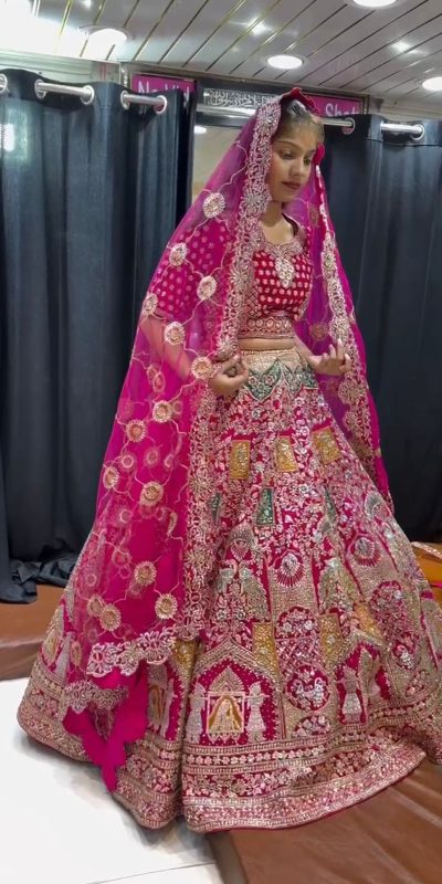 Luminous Pink Color Malai Satin Silk Embroidered Lehenga Choli