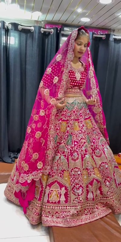 Luminous Pink Color Malai Satin Silk Embroidered Lehenga Choli