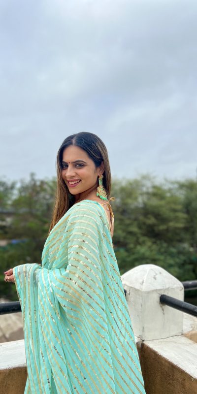 Perfect Aquamarine Color Georgette Embroidery Sequence Saree