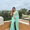 Aquamarine Georgette Embroidery Sequence Saree