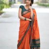 Orange Soft Silk Cloth Jacquard All Over Saree