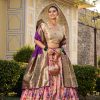 Peach Jacquard Silk Weaving Zari Lehenga Choli