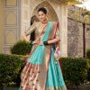 Sky Blue Jacquard Silk Weaving Zari Lehenga Choli
