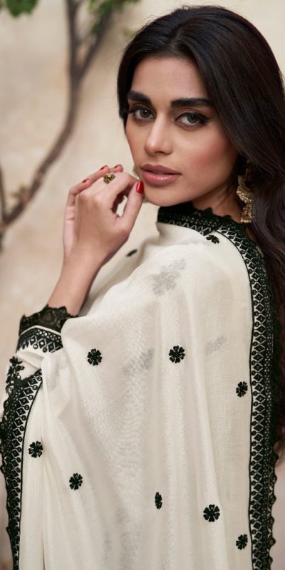 Dazzling White Color Heavy Vichitra Embroidery Sharara Suit