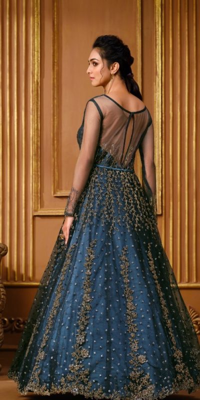 Graceful Navy Blue Color Vaishnavi Net Embroidery Salwar Suit