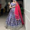 Lavender Chinon Digital Printed Embroidery Lehenga Choli
