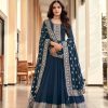 Majestic Navy Blue Color Georgette Embroidery Salwar Suit