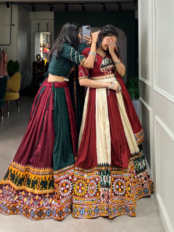 Majestic Off White Color Rayon Printed Silk Work Lehenga Choli