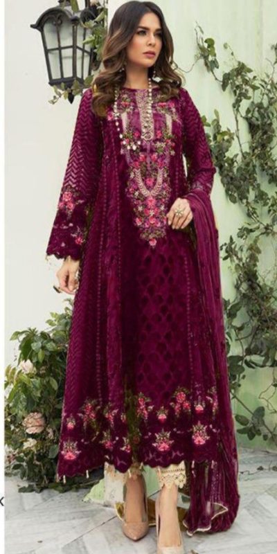 Majestic Purple Color Georgette Embroidery Work Salwar Suit