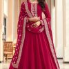 Majestic Red Color Georgette Embroidery Salwar Suit