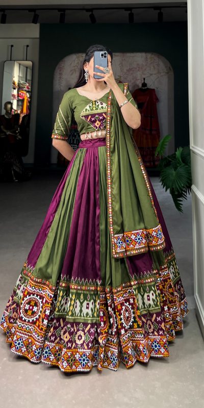 Majestic Wine Color RayonΒ Printed Silk Work Lehenga Choli