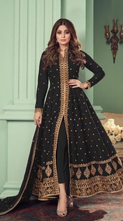 Marvel Black Color Heavy Georgette Embroidery Sharara Suit
