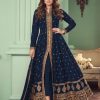 Marvel Blue Color Heavy Georgette Embroidery Sharara Suit