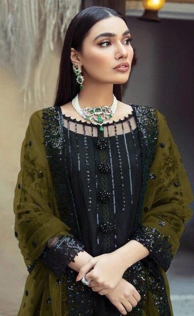 Special Black Color Georgette Embroidery Work Salwar Suit