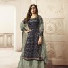 Special Blue Color Jacquard Silk Georgette Diamond Sharara Suit