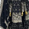 Stylish Black Color Chinnon Silk Embroidery Work Sharara Suit