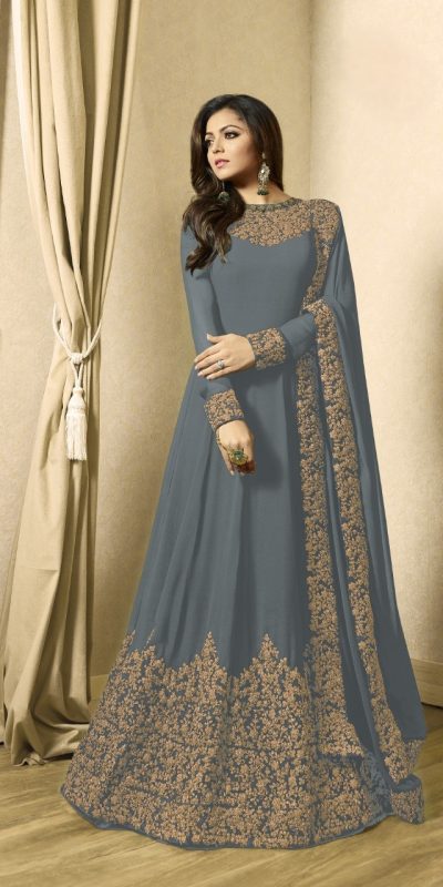 Superb Cement Color Georgette Cording Sharara Suit