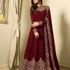 Superb Dark Maroon Color Georgette Cording Sharara Suit