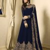 Superb Navy Blue Color Georgette Cording Sharara Suit