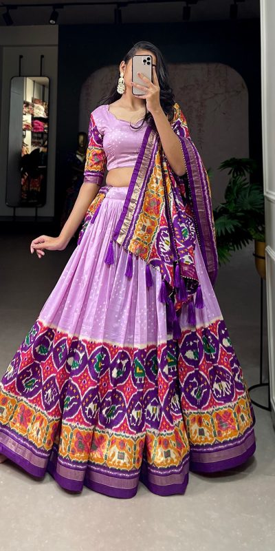 LNB 1684 Lavender Color Tussar SilkΒ Patola Printed Lehenga Cho Festive Party Wedding, Events etc. DeliveryΒ 4-6 Working Days @2549/- | Lehenga, Bollywood Lehenga, Creative Lehenga, Designer Lehenga, Embroidered Lehenga, Party Wear Lehenga