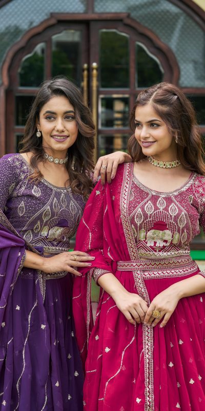 Aglow Rani Color Embroidery Georgette Sequence Lehenga Choli