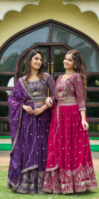 Aglow Rani Color Embroidery Georgette Sequence Lehenga Choli