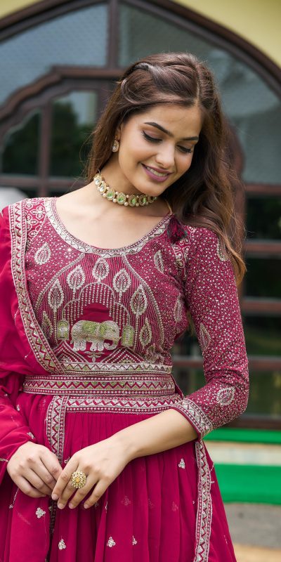 Aglow Rani Color Embroidery Georgette Sequence Lehenga Choli