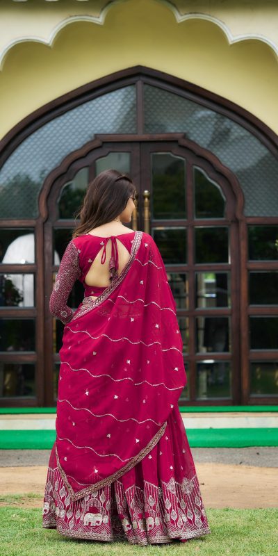 Aglow Rani Color Embroidery Georgette Sequence Lehenga Choli