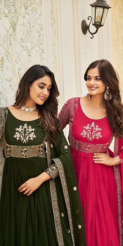 Artfully Pink Color Georgette Sequence Embroidery Gown