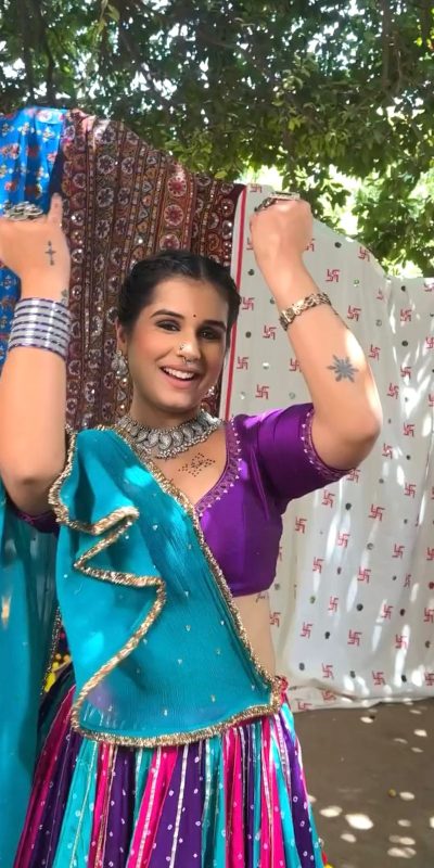 Nice Blue Color Georgette Mirror Less khadi Print Lehenga Choli