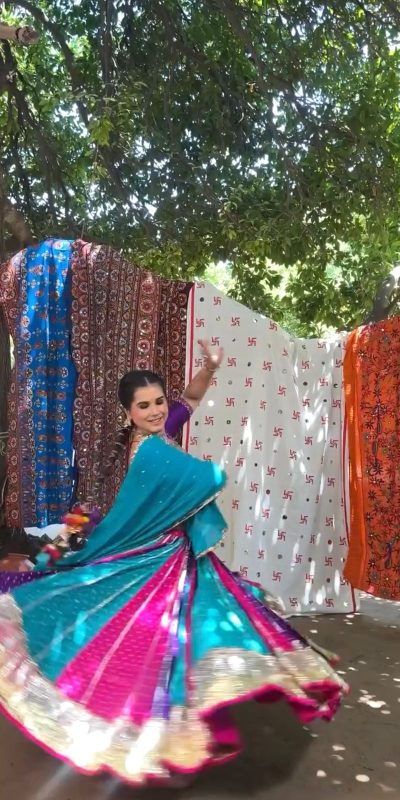 Nice Blue Color Georgette Mirror Less khadi Print Lehenga Choli