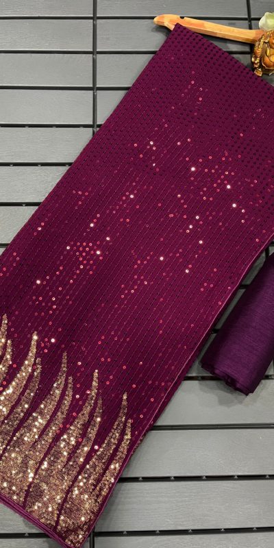 Nice Purple Full Saree Of Heavy Quality 60 Gram Georgette Saree