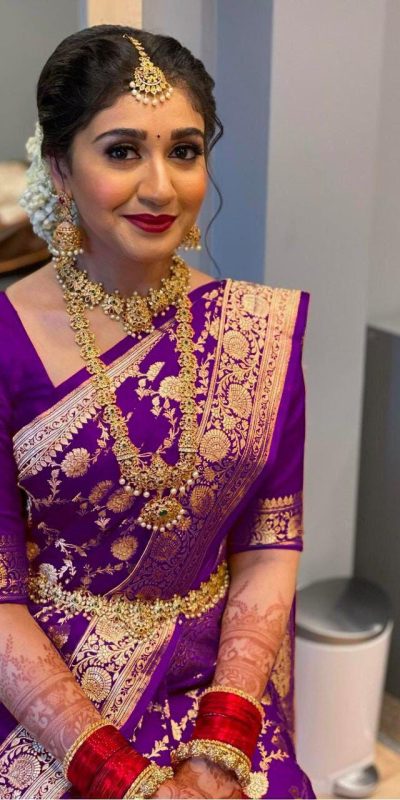 Pretty Violet Color Soft Lichi Silk Jacquard All Over Saree