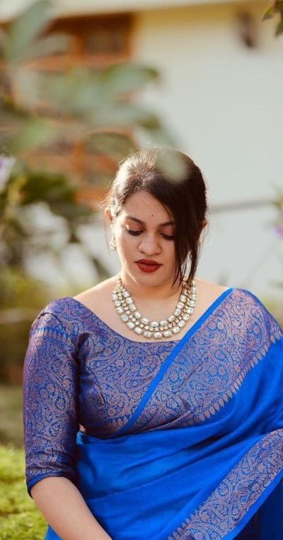 Stylish Royal Blue Color Soft Lichi Silk Cloth Jacquard All Over Saree