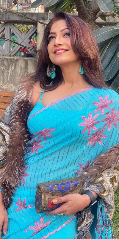 Attractive Grand Blue Color Georgette With Embroidery Work Saree