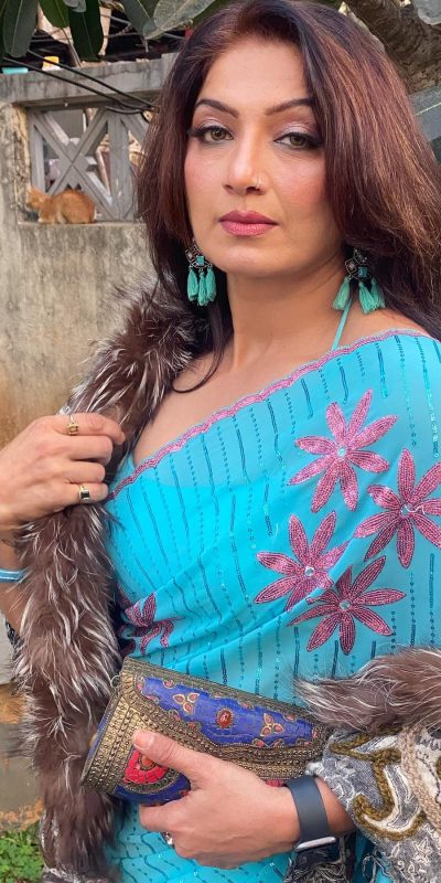 Attractive Grand Blue Color Georgette With Embroidery Work Saree