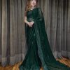 Green Sequin Georgette Embroidery Work Saree