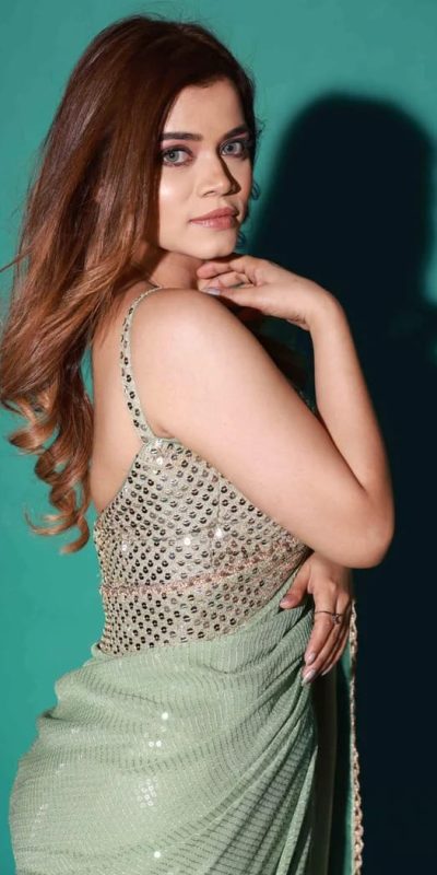 Attractive Pista Color Georgette With Embroidery Work Saree