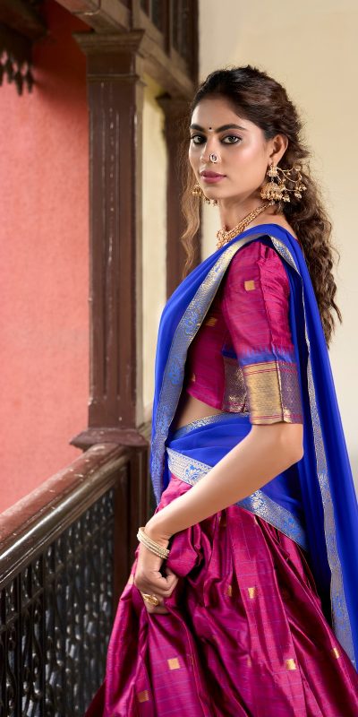 Graceful Pink Color Cotton Silk Weaving Paithani Concept Lehenga Choli