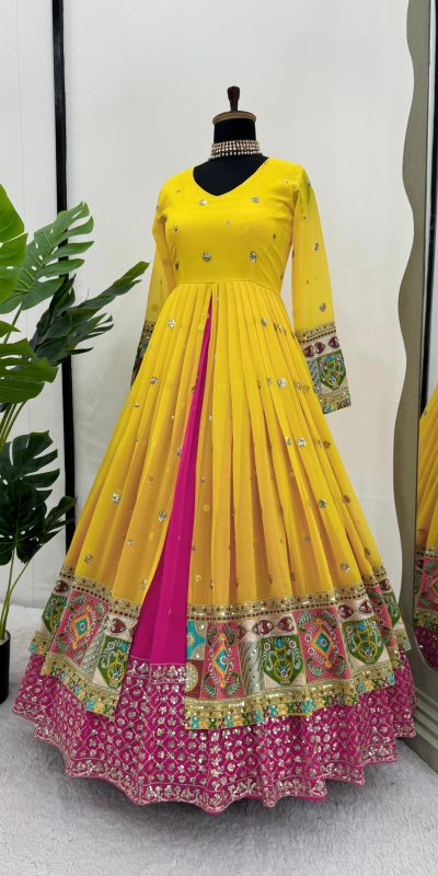 Peaceful Yellow Color Georgette Thread Sequence Lehenga Choli
